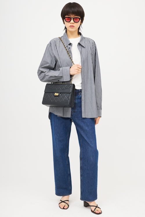 Chanel Vintage Leather Trapezoid Flap Bag