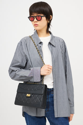 Chanel Vintage Leather Trapezoid Flap Bag