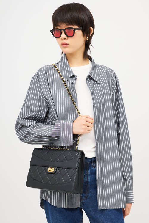 Chanel Vintage Leather Trapezoid Flap Bag