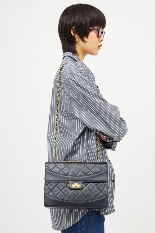 Chanel Vintage Leather Trapezoid Flap Bag