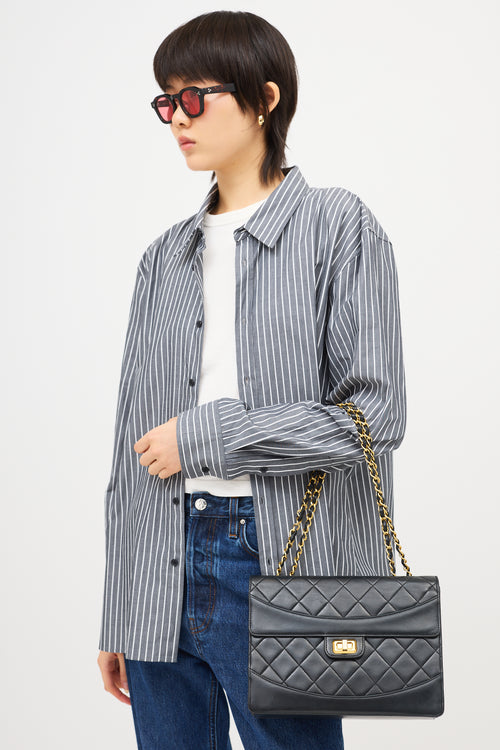 Chanel Vintage Leather Trapezoid Flap Bag