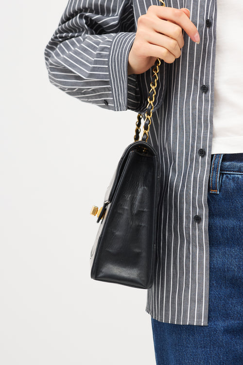 Chanel Vintage Leather Trapezoid Flap Bag