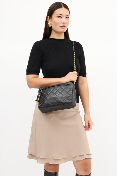 Chanel 1994 Black Quilted Caviar Crossbody Bag