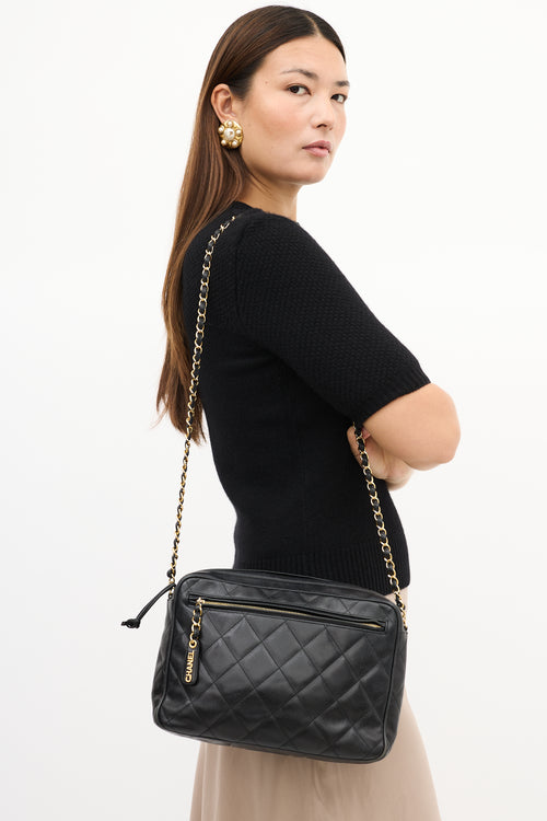 Chanel 1994 Black Quilted Caviar Crossbody Bag