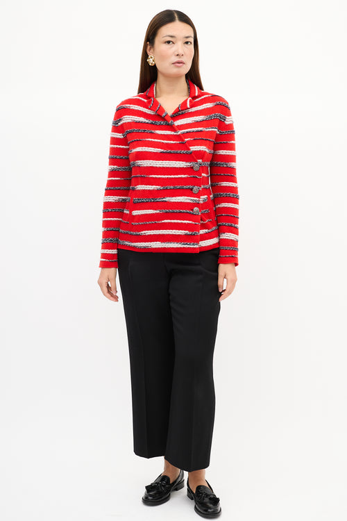 Chanel SS 2020 Red & Multi Cashmere Striped Cardigan