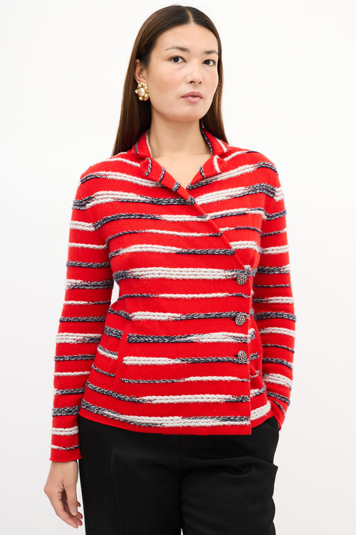 Chanel SS 2020 Red & Multi Cashmere Striped Cardigan