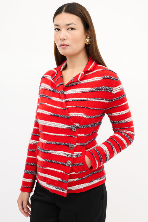 Chanel SS 2020 Red & Multi Cashmere Striped Cardigan