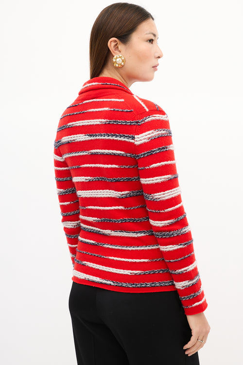 Chanel SS 2020 Red & Multi Cashmere Striped Cardigan