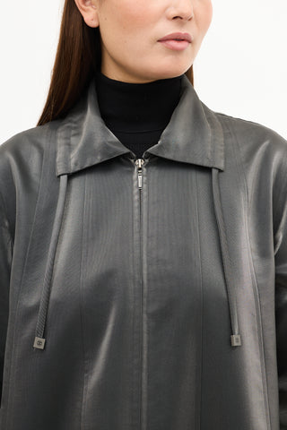 Chanel SS 1999 Dark Grey Shiny Nylon Long Coat