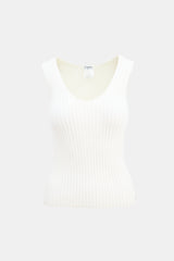 Chanel SS 2002 White Cotton Knit Sleeveless Top