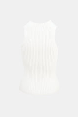 Chanel SS 2002 White Cotton Knit Sleeveless Top