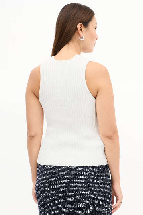 Chanel SS 2002 White Cotton Knit Sleeveless Top