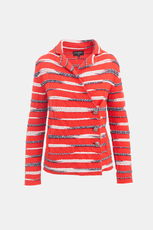 Chanel SS 2020 Red & Multi Cashmere Striped Cardigan
