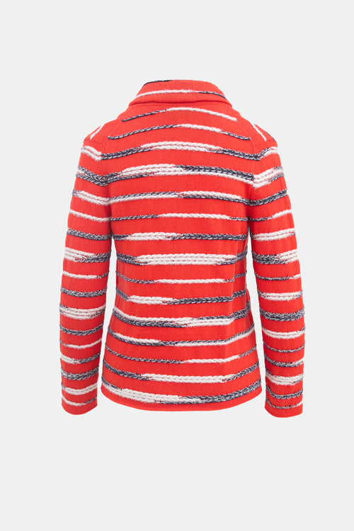 Chanel SS 2020 Red & Multi Cashmere Striped Cardigan