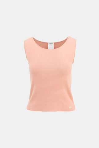 Chanel SS 2002 Pink Cotton Knit Sleeveless Top