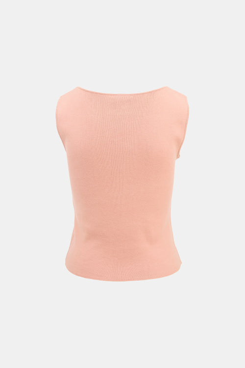 Chanel SS 2002 Pink Cotton Knit Sleeveless Top