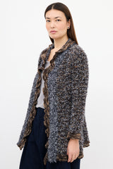 Chanel Fall 1997 Blue & Brown Fringed Fantasy Cardigan