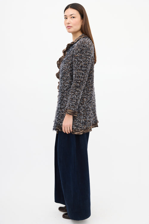 Chanel Fall 1997 Blue & Brown Fringed Fantasy Cardigan