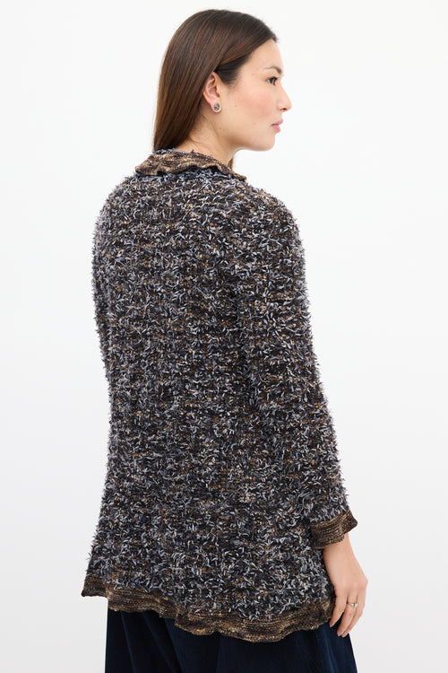 Chanel Fall 1997 Blue & Brown Fringed Fantasy Cardigan