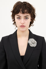 Chanel White & Multi Tweed Camellia Brooch