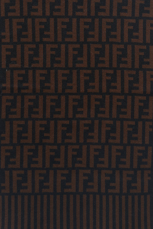 Fendi Black & Brown Zucca Monogram Scarf