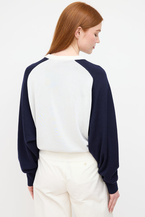 Chloé White & Navy Stud Intarsia Sweater