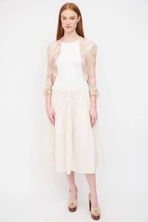 Chloé Green & Pink Silk Floral Cardigan