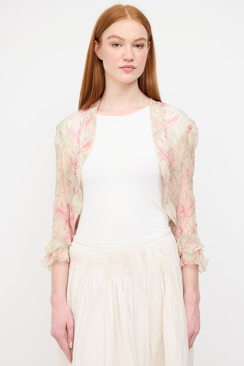 Chloé Green & Pink Silk Floral Cardigan