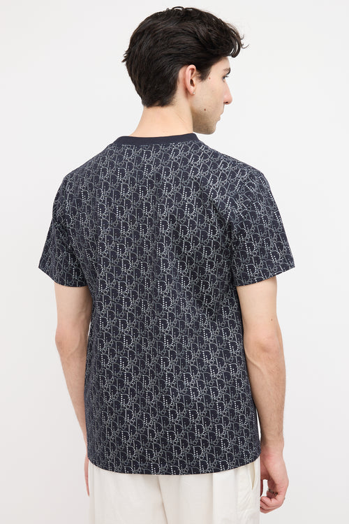 Dior Navy & White Pearl Oblique Print T-Shirt