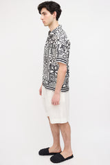 Dior White & Black Silk Floral Print Shirt