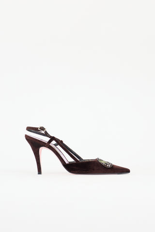 Christian Lacroix Velvet Beaded Slingback Pump