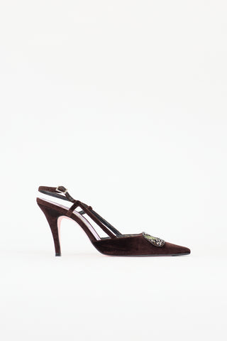 Christian Lacroix Velvet Beaded Slingback Pump