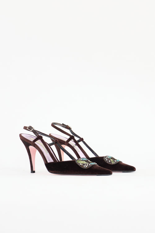 Christian Lacroix Velvet Beaded Slingback Pump