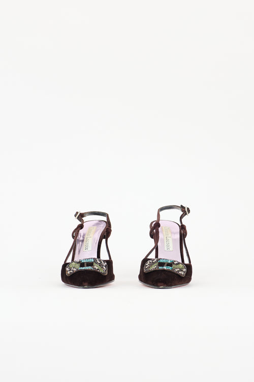 Christian Lacroix Velvet Beaded Slingback Pump