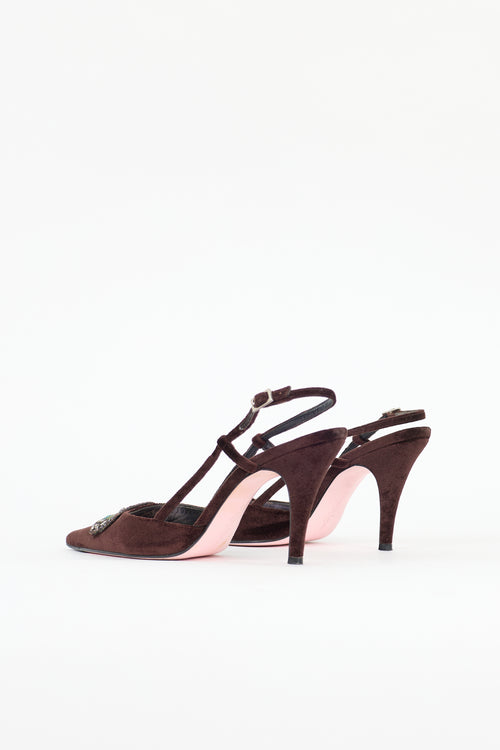 Christian Lacroix Velvet Beaded Slingback Pump