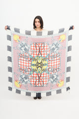 Christian Louboutin Red & Multi Polka Dotted Graphic Scarf