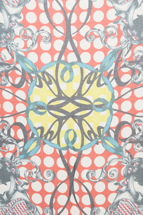 Christian Louboutin Red & Multi Polka Dotted Graphic Scarf