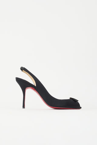 Christian Louboutin Satin Crystal Buckle Heel