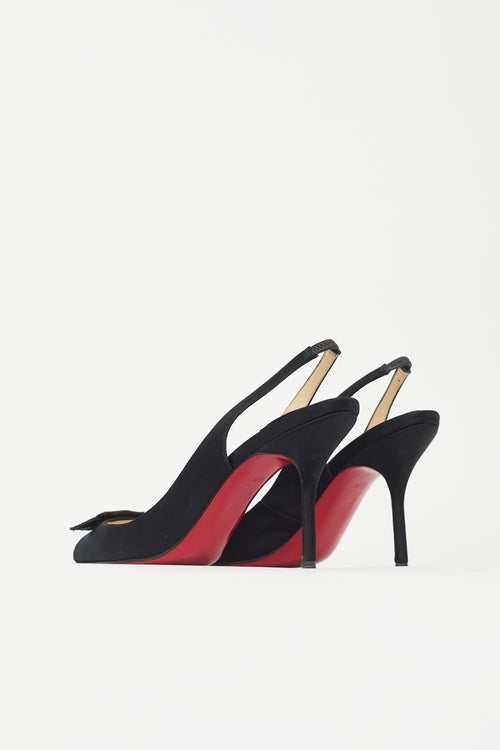 Christian Louboutin Satin Crystal Buckle Heel