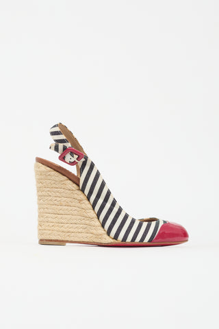 Christian Louboutin Striped Chus Espadrille Wedge Heel
