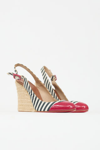Christian Louboutin Striped Chus Espadrille Wedge Heel