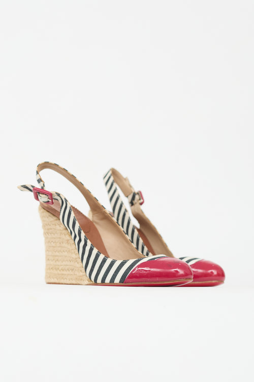 Christian Louboutin Striped Chus Espadrille Wedge Heel
