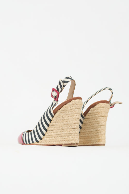 Christian Louboutin Striped Chus Espadrille Wedge Heel