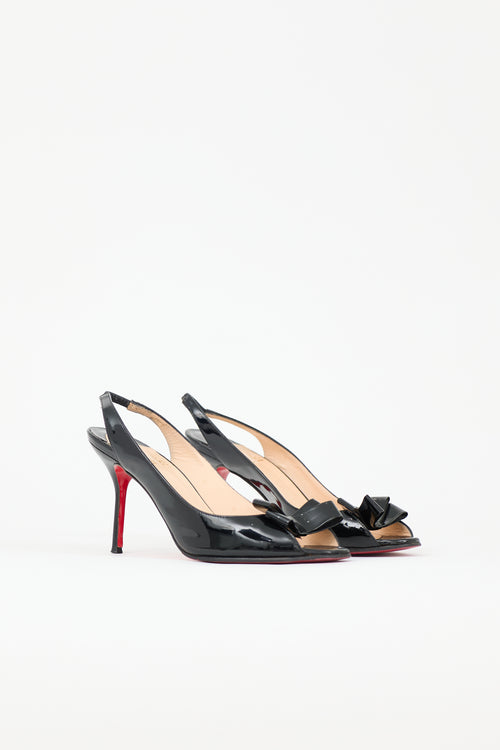 Christian Louboutin Patent Peep Toe Bow Heel