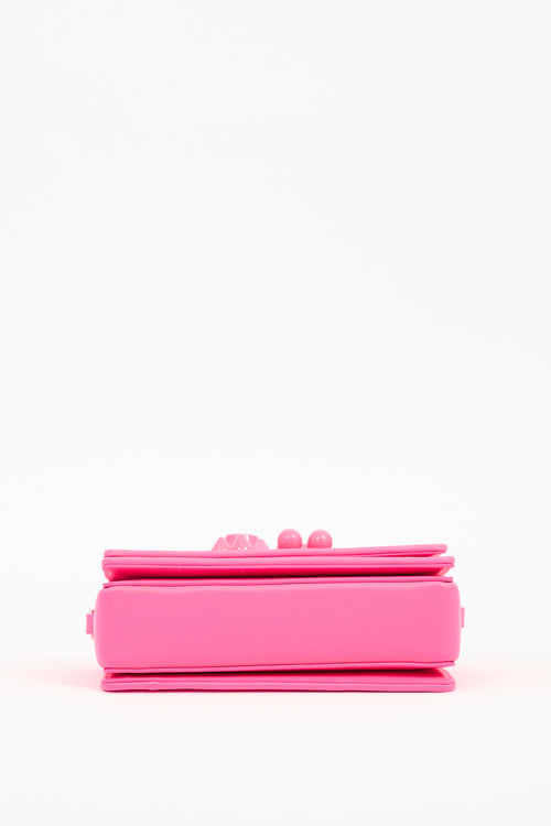 Christian Louboutin Neon Pink Leather Carasky Bag