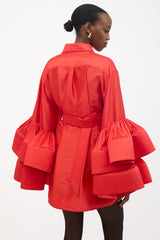 Christopher John Rogers Jumbo Ruffle Sleeve Dress