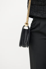 Chanel Black Chevron Large Boy Bag