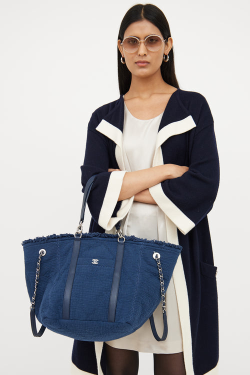 Navy Double Face Deauville Tote Bag