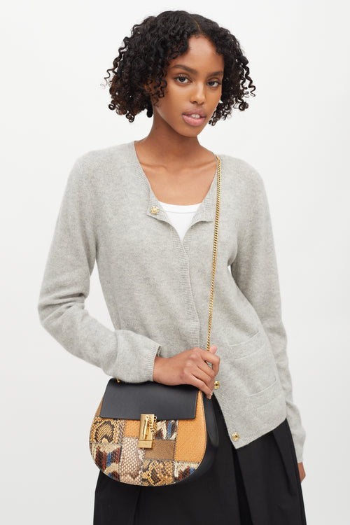Chloé Black & Multi Embossed Leather Small Drew Crossbody Bag