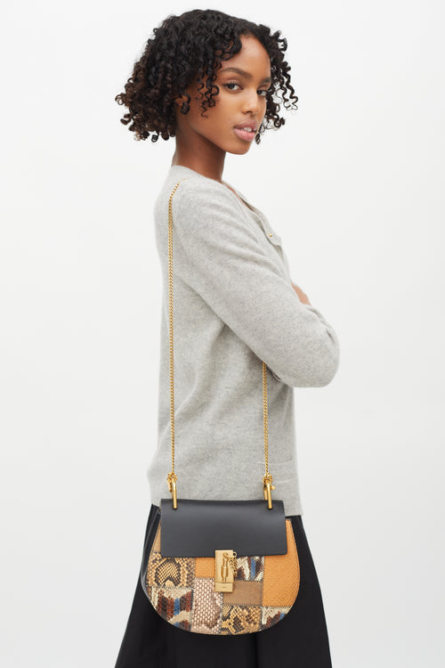 Chloé Black & Multi Embossed Leather Small Drew Crossbody Bag